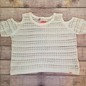 Superdry White Cropped Sweater Size Large